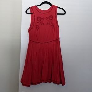 Free People Size 6 Red Embroidered Dress EUC